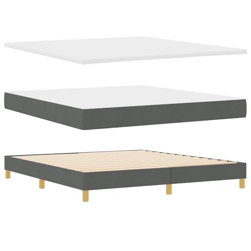 Tidyard Boxspringbett mit Matratze Dunkelgrau 180x200 cm Stoff Modernes Bett für Schlafzimmer Gästezimmer Apartments von Tidyard