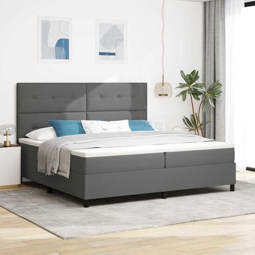 Tidyard Boxspringbett mit Matratze Dunkelgrau 200x200 cm Stoff, Modernes Polster Bett für Schlafzimmer Hotelzimmer Gästezimmer3339414 von Tidyard