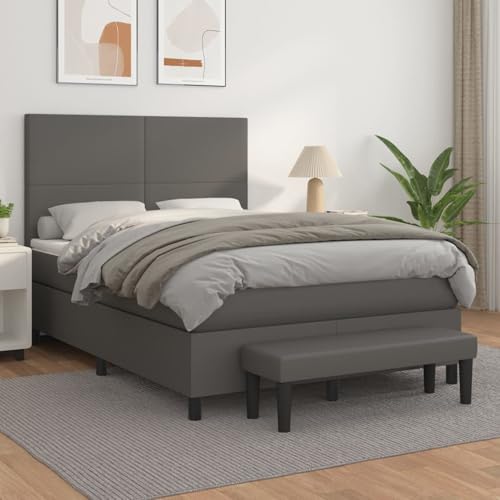 Tidyard Boxspringbett mit Matratze Grau 140x190 cm Kunstleder von Tidyard