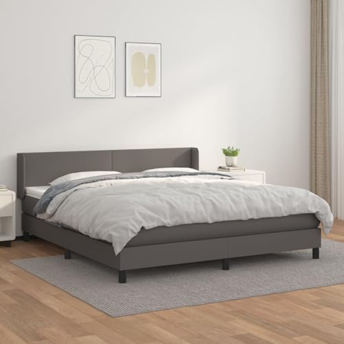 Tidyard Boxspringbett mit Matratze Grau 160x200 cm Kunstleder von Tidyard