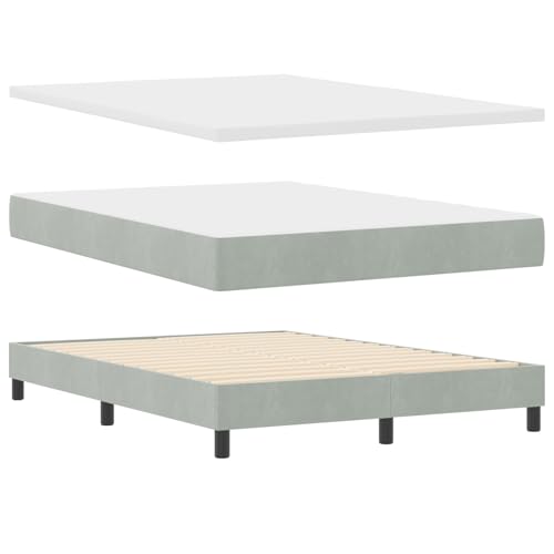 Tidyard Boxspringbett mit Matratze Hellgrau 160x200 cm Samt Modernes Bett für Schlafzimmer Gästezimmer Apartments von Tidyard