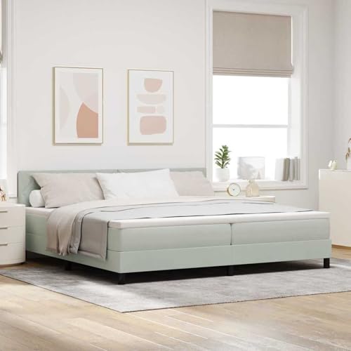 Tidyard Boxspringbett mit Matratze Hellgrau 200 x 200 cm Samt, Modernes Polster Bett für Schlafzimmer Hotelzimmer Gästezimmer3342740 von Tidyard