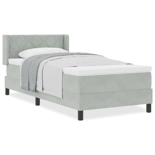 Tidyard Boxspringbett mit Matratze Hellgrau 90x190 cm Samt Modernes Bett für Schlafzimmer Gästezimmer Apartments von Tidyard