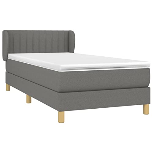 Tidyard Boxspringbett mit Matratze Polsterbett Hotelbett Bettgestell Kopfteil mit Ohren Schlafzimmerbett Bett Designerbett Einzelbett Gästebett Jugendbett Bettrahmen 90 x 200 x 5 cm (B x L x H) von Tidyard