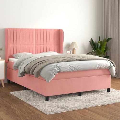 Tidyard Boxspringbett mit Matratze Rosa 140x190 cm Samt von Tidyard