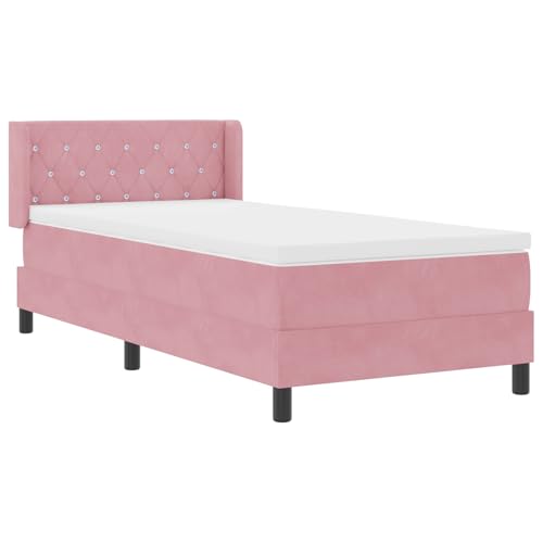 Tidyard Boxspringbett mit Matratze Rosa 90x190 cm Samt Modernes Bett für Schlafzimmer Gästezimmer Apartments von Tidyard
