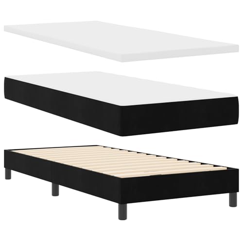 Tidyard Boxspringbett mit Matratze Schwarz 100x200 cm Samt Modernes Bett für Schlafzimmer Gästezimmer Apartments von Tidyard