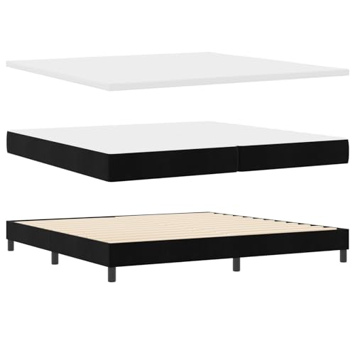 Tidyard Boxspringbett mit Matratze Schwarz 200x200 cm Samt Modernes Bett für Schlafzimmer Gästezimmer Apartments von Tidyard