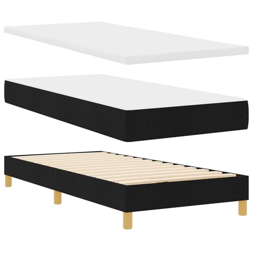 Tidyard Boxspringbett mit Matratze Schwarz 90x190 cm Stoff Modernes Bett für Schlafzimmer Gästezimmer Apartments von Tidyard