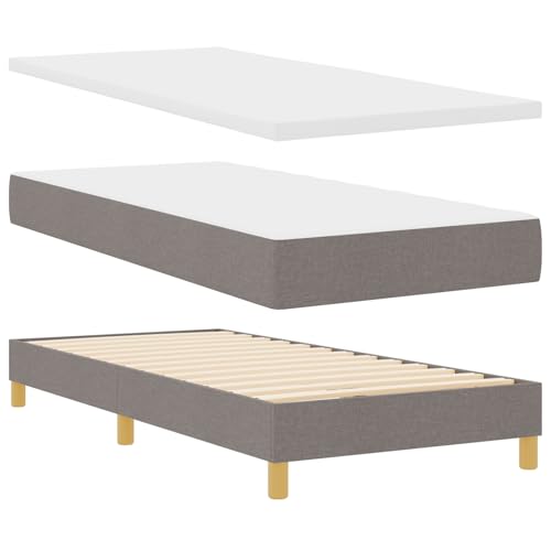 Tidyard Boxspringbett mit Matratze Taupe 90x200 cm Stoff Modernes Bett für Schlafzimmer Gästezimmer Apartments von Tidyard