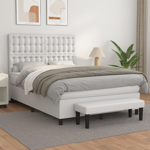 Tidyard Boxspringbett mit Matratze Wei? 140x190 cm Kunstleder von Tidyard