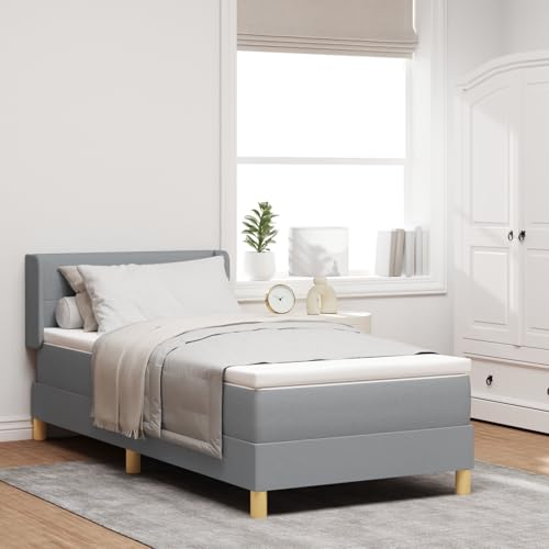 Tidyard Boxspringbett mit Matratze in Hellgrau 80x200 cm Stoff Modernes Bett für Schlafzimmer Gästezimmer Apartments von Tidyard