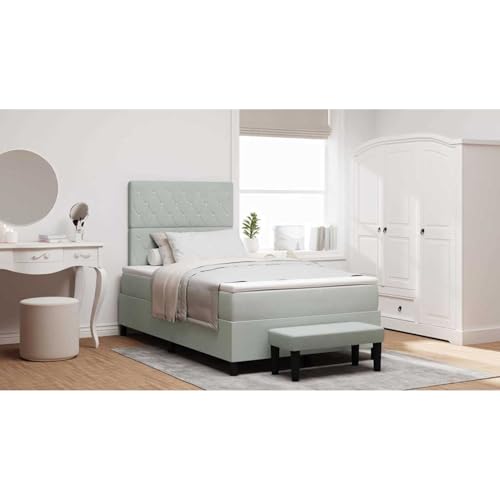 Tidyard Boxspringbett mit Matratze & Bank Hellgrau 120x200 cm Samt, Modernes Polster Bett für Schlafzimmer Hotelzimmer Gästezimmer3344438 von Tidyard