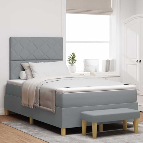 Tidyard Boxspringbett mit Matratze & Bank Hellgrau 120x200 cm Stoff, Modernes Polster Bett für Schlafzimmer Hotelzimmer Gästezimmer3344366 von Tidyard