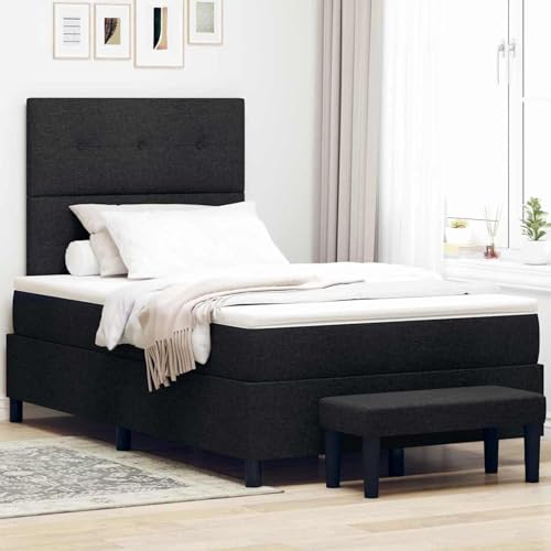 Tidyard Boxspringbett mit Matratze & Bank Schwarz 120x200 cm Stoff, Modernes Polster Bett für Schlafzimmer Hotelzimmer Gästezimmer3344060 von Tidyard