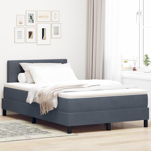 Tidyard Boxspringbett mit Matratze & LED Dunkelgrau 120x190 cm Samt Modernes Bett für Schlafzimmer Gästezimmer Apartments von Tidyard