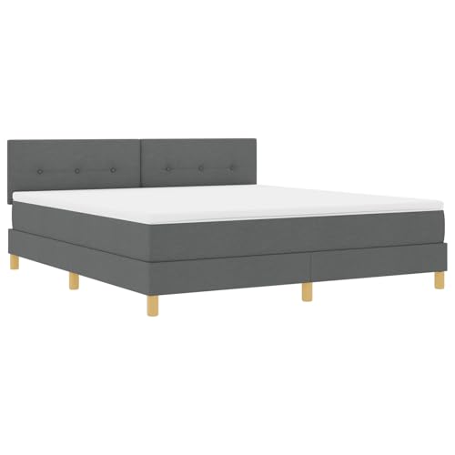 Tidyard Boxspringbett mit Matratze & LED Dunkelgrau 180x200 cm Stoff Modernes Bett für Schlafzimmer Gästezimmer Apartments von Tidyard