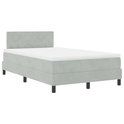 Tidyard Boxspringbett mit Matratze & LED Licht Grau 120x190 cm Samt Modernes Bett für Schlafzimmer Gästezimmer Apartments von Tidyard