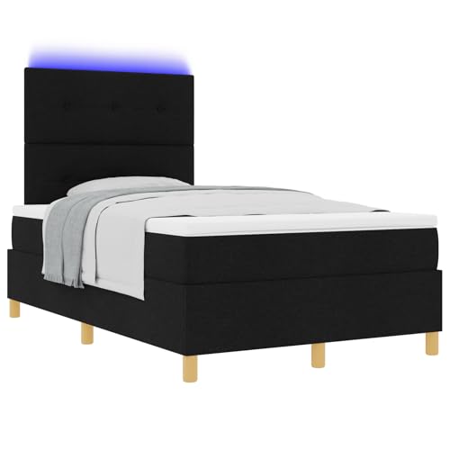 Tidyard Boxspringbett mit Matratze & LED Schwarz 120x190 cm Stoff Modernes Bett für Schlafzimmer Gästezimmer Apartments von Tidyard