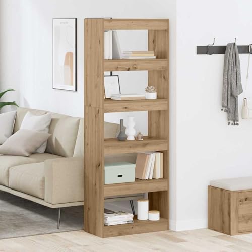 Tidyard Bücherregal Eiche handwerklich 60 x 30 x 166 cm Holzwerkstoff, Standregal Lagerregal Bücherhalter für Schlafzimmer Büro Wohnbereich880460 von Tidyard