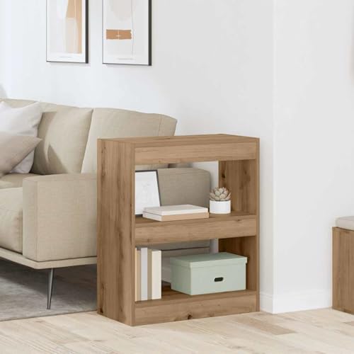 Tidyard Bücherregal Eiche handwerklich 60 x 30 x 72 cm Holzwerkstoff, Standregal Lagerregal Bücherhalter für Schlafzimmer Büro Wohnbereich880457 von Tidyard