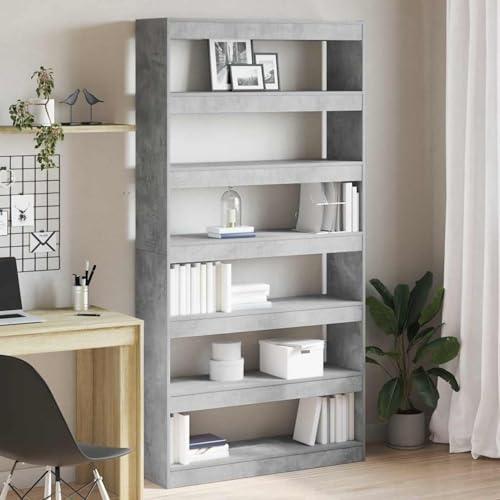 Tidyard Bücherregal Grau Holzwerkstoff 100 x 30 x 198 cm Rechteckig, Standregal Lagerregal Bücherhalter für Schlafzimmer Büro Wohnbereich3333927 von Tidyard
