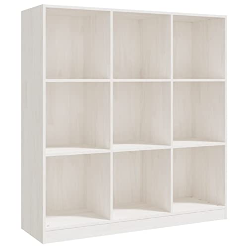 Tidyard Bücherregal Raumteiler Standregal Aktenregal Wandregal Regal Raumtrenner Bücherschrank Holzregal Aufbewahrungsregal Kinderregal 104 x 33,5 x 110 cm (B x T x H) Kiefer-Massivholz Weiß von Tidyard