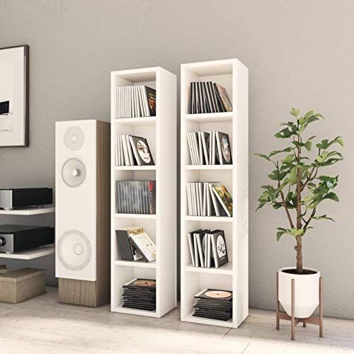 Tidyard Bücherregal Regale Bücher Regal Akten Schrank Rack 2 STK. aus Premium-Spanplatte,Holzregal Standregal Aktenregal 21 x 16 x 93,5 cm Mit 5 Fächer,Weiß von Tidyard