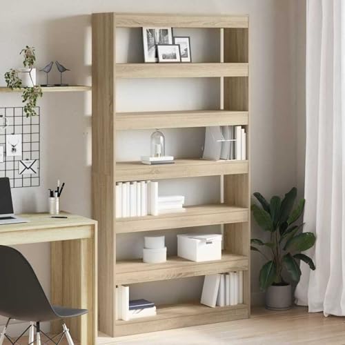 Tidyard Bücherregal Sonoma Eiche Holzwerkstoff 100 x 30 x 198 cm Regale, Standregal Lagerregal Bücherhalter für Schlafzimmer Büro Wohnbereich3333926 von Tidyard