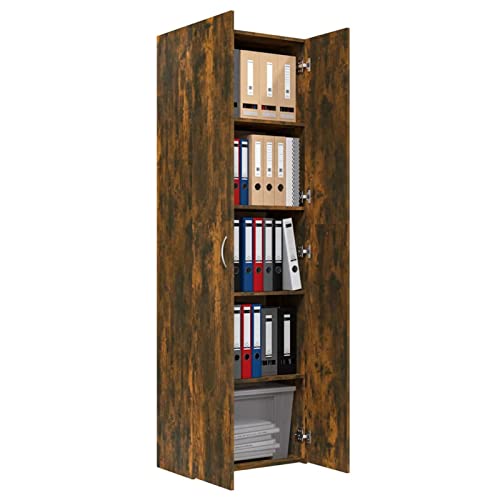 Tidyard Büroschrank Kommode Aktenschrank Aktenschränke Aufbewahrungsschrank Schrank Wohnzimmerschrank Standschrank Mehrzweckschrank Büromöbel Räuchereiche 60x32x190 cm Holzwerkstoff von Tidyard