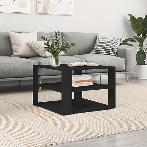 Tidyard Couchtisch 3 Ebenen Beistelltisch Kaffeetisch Sofatisch Tisch Schwarz 59,5x59,5x40 cm Holzwerkstoff von Tidyard