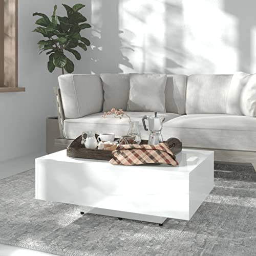 Tidyard Couchtisch Beistelltisch Wohnzimmertisch Kaffeetisch Sofatisch Holzwerkstoff Hochglanz-Weiß 85x55x31 cm von Tidyard