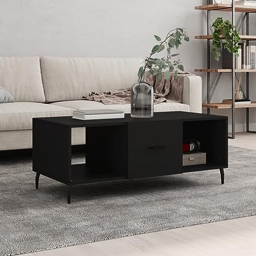 Tidyard Couchtisch Beistelltisch Wohnzimmertisch Kaffeetisch Sofatisch Teetisch Wohnzimmermöbel Tisch Schwarz 102x50x40 cm Holzwerkstoff von Tidyard