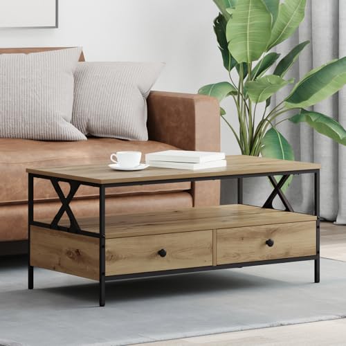 Tidyard Couchtisch Eiche handwerklich 100 x 51 x 45 cm Holzwerkstoff, Wohnzimmertisch Moderne Kaffeetische für Wohnzimmer Tidyard Couchtisch Eiche handwerklich 100 x 51 x 45 cm Holzwerkstoff, Wohnzimmertisch Moderne Kaffeetische für Wohnzimmer von Tidyard