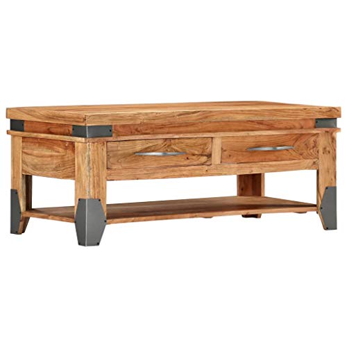 Tidyard Couchtisch Konsolentisch Tisch Konsole Mit 2 Schubladen und Einer Ablagefläche,Sideboard ist aus Massives Akazienholz,Beistelltische flurtisch,Abmessungen:110 x 55 x 45 cm (L x B x H) von Tidyard