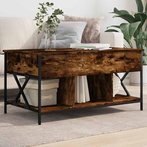 Tidyard Couchtisch Räuchereiche 100x55x50 cm Holzwerkstoff und Metall, Wohnzimmertisch Moderne Kaffeetische für Wohnzimmer von Tidyard