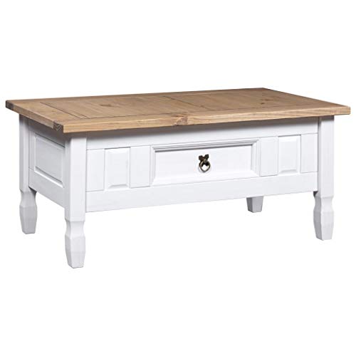 Tidyard Couchtisch mit Einer Schublade Mexiko-Stil Kiefer Corona Weiß und Braun 100 x 60 x 45 cm Tidyard Couchtisch mit Einer Schublade Mexiko-Stil Kiefer Corona Weiß und Braun 100 x 60 x 45 cm von Tidyard