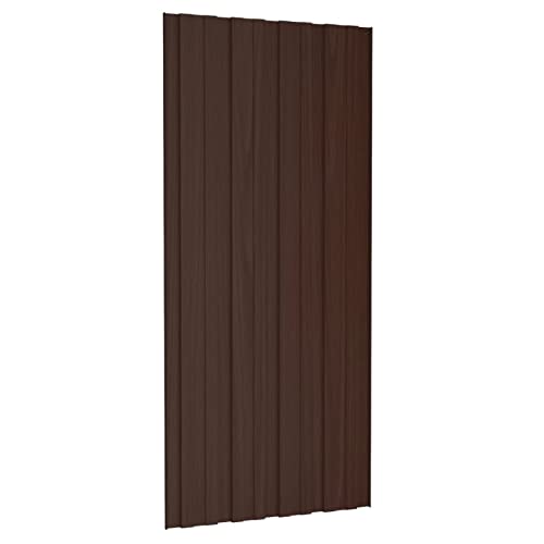 Tidyard Dachpaneele 12 STK.Dachpfannen Profilblech Trapezblech Metalldachpaneele Dachblech Stahlblech Trapezbleche Dachplatten Metallblech Dach Platten 100 x 45 cm (L x B) Verzinkter Stahl Braun von Tidyard