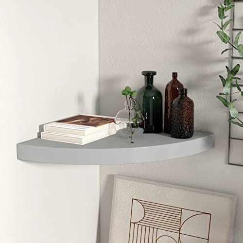 Tidyard Eck Schweberegal Eck Wandregal Eckregal Schweberegal Hängeregal Wandablage Bücherregal Dekoregal für Wohnzimmer, Schlafzimmer, Bad, Grau 35x35x3,8 cm MDF von Tidyard