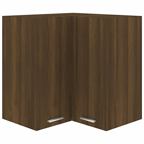 Tidyard Eckhängeschrank Küchenschrank Aufbewahrungsschrank Einbauküche Küchenzeile Küchenmöbel Oberschrank Küche Schrank,Braun Eiche-Optik 57x57x60 cm Holzwerkstoff von Tidyard