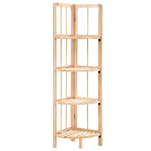 Tidyard Eckregal Standregal mit 4 Ablagen für Bad, Flur, Büro oder Schlafzimmer Regalböden Zedernholz, Beige 27 x 27 x 110 cm von Tidyard