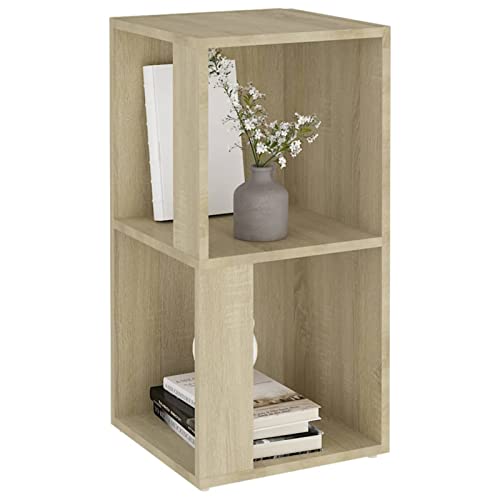 Tidyard Eckregal mit 2 Fächer Bücherregal Wandregal Raumteiler Büroregal Dekoregal Aufbewahrung Standregal Spanplatte Sonoma-Eiche 33x33x67 cm von Tidyard