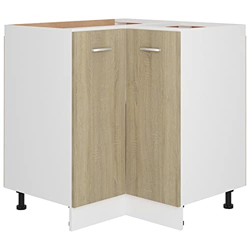 Tidyard Eckunterschrank mit 2 Regalböden Aufbewahrungsschrank Küchenschrank Küchenzeile Küchenmöbel Einbauküche Schrank Sonoma-Eiche 75,5x75,5x80,5 cm Spanplatte von Tidyard