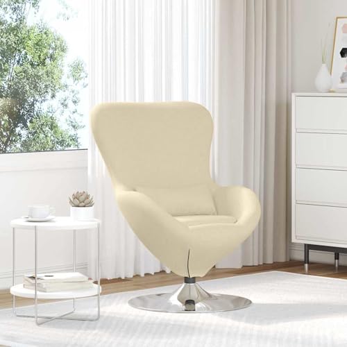 Tidyard Eierstuhl Creme Stoff, Flexibler Wohndrehsessel Computer Lesesessel für Wohnzimmer Schlafzimmer Arbeitszimmer42002742 von Tidyard