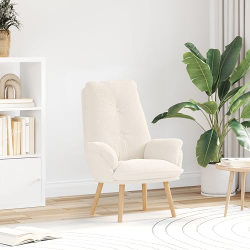 Tidyard Entspannungsstuhl Creme Locken-?hnlicher Stoff von Tidyard