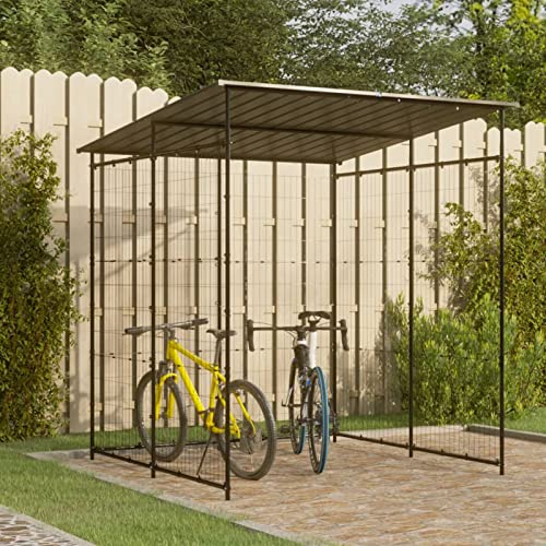 Tidyard Fahrradgarage, Geräteschuppen Fahrradbox mit Dach Geneigt Stahl Schwarz 190x190x222 cm von Tidyard