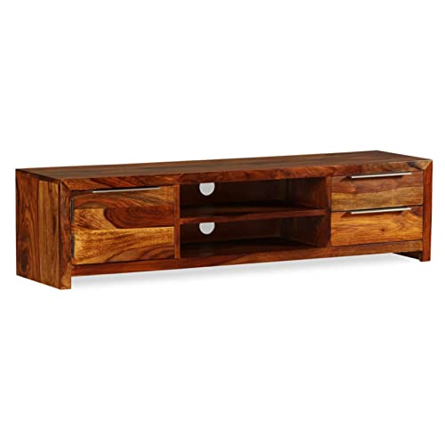 Tidyard Fernsehschrank TV-Schrank aus aus massivem Palisander-Holz,Sideboard TV-Lowboard Fernsehtisch Wohnzimmertisch 120 x 30 x 30 cm Mit 2 Regale, 2 Schubladen und EIN Schrank mit Tür von Tidyard