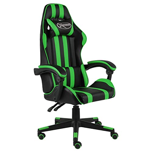 Tidyard Gaming Stuhl Drehbar Gaming Sessel Gamingstuhl Bürostuhl Schreibtischstuhl Computerstuhl Ergonomischer Drehstuhl Arbeitsstuhl PC Stuhl Chefsessel Schwarz und Grün Kunstleder von Tidyard