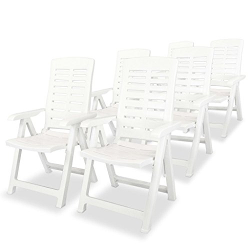 Tidyard Garden 6er Set Gartenstuhl - Klappsessel aus Kunststoff Wetterfeste Gartenmöbel Weiß von Tidyard
