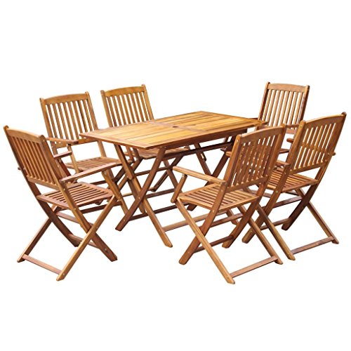 Tidyard Garten Sitzgruppe Holz Klappbar Garten Essgruppe 6 Personen Gartenmöbel Set Gartentisch mit Stuehlen Gartengruppe Sitzgarnitur Gartengarnitur für Garten Terrasse, 7-TLG Tidyard Garten Sitzgruppe Holz Klappbar Garten Essgruppe 6 Personen Gartenmöbel Set Gartentisch mit Stuehlen Gartengruppe Sitzgarnitur Gartengarnitur für Garten Terrasse, 7-TLG von Tidyard